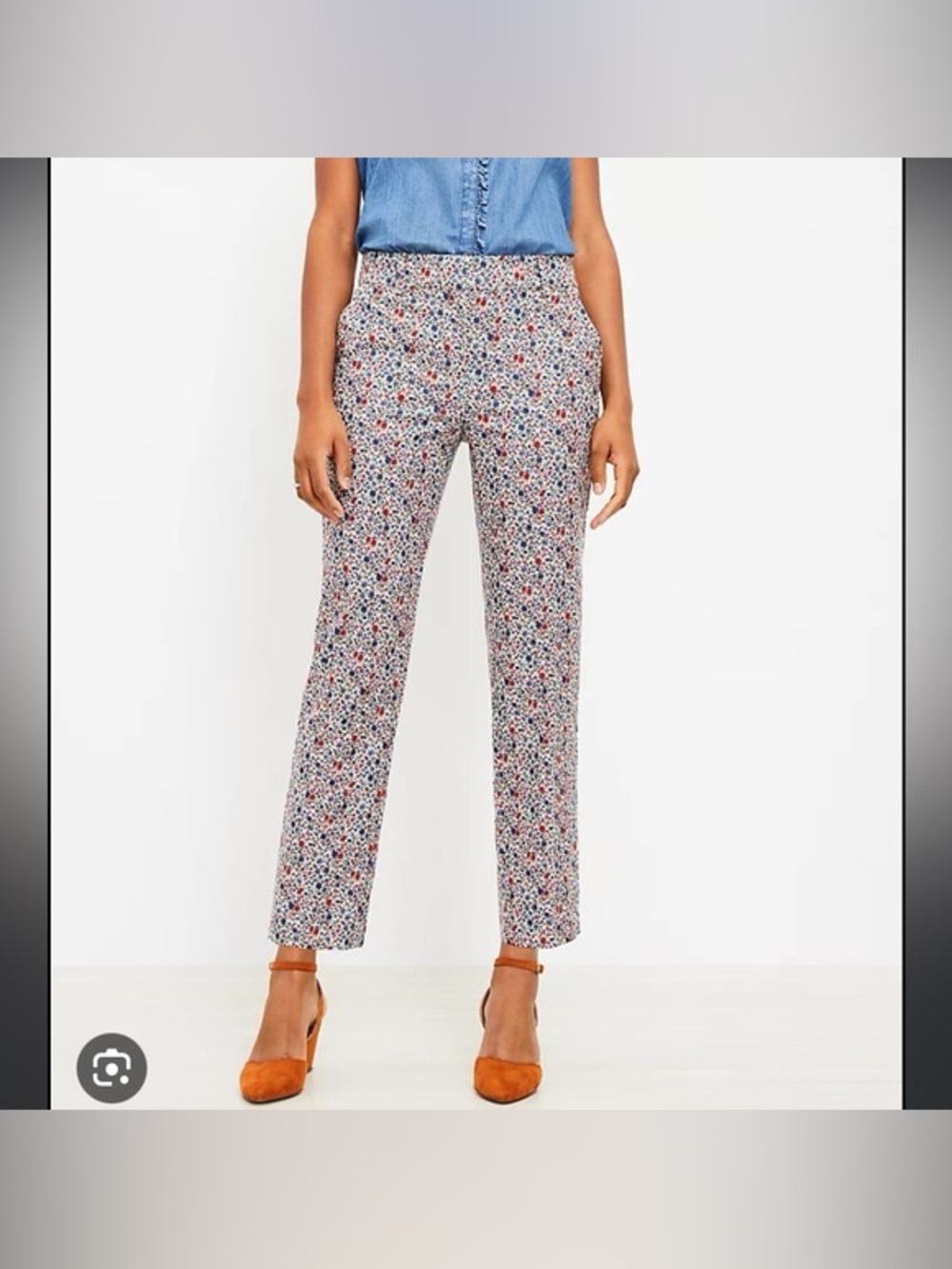 LOFT-sz 6-Floral Cropped Straight Leg Trousers, Stretchy!